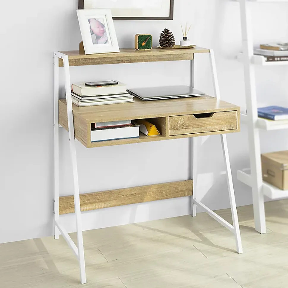 Bureau Informatique avec tiroir et étagère, Cadre métal, FWT63-N, SoBuy