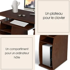 Bureau Informatique Bureau angle avec Tablette Imprimante