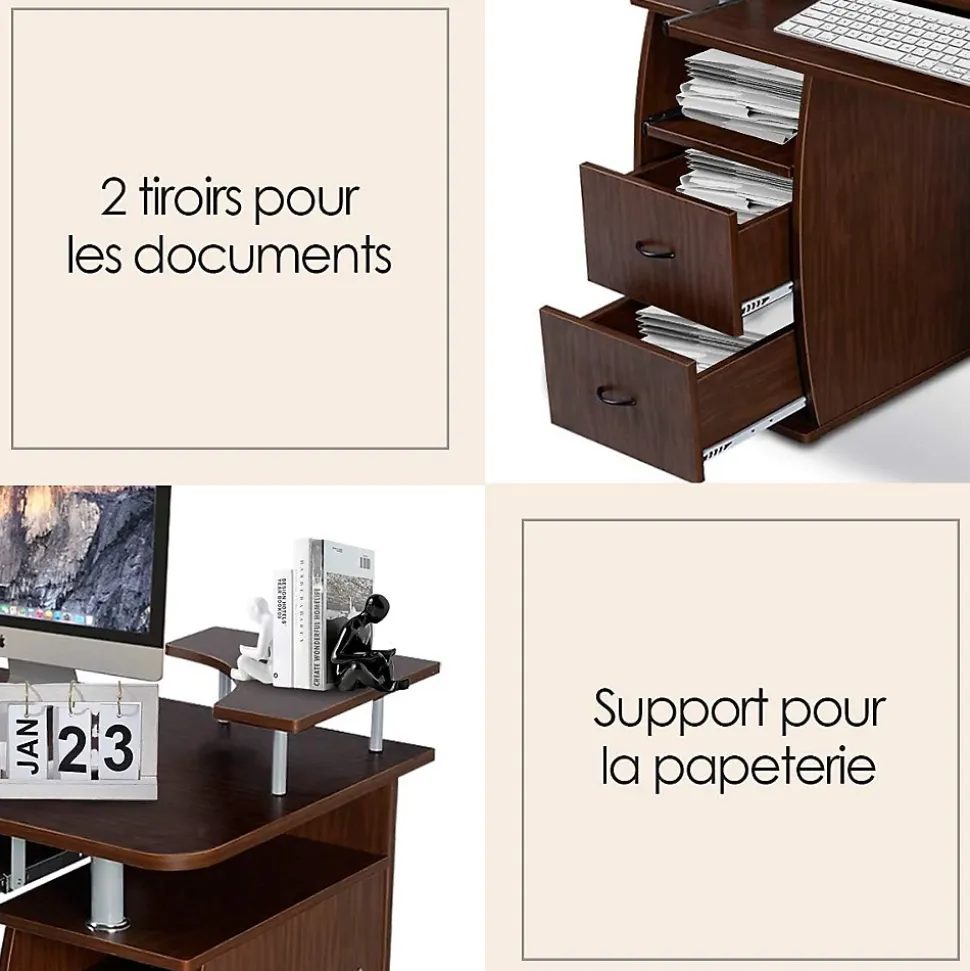 Bureau Informatique Bureau angle avec Tablette Imprimante