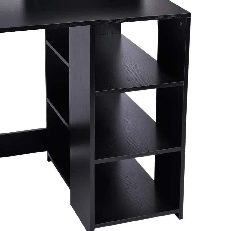 Bureau informatique multimédia design multi-rangement dim. 137 x 55 x 92 cm noir