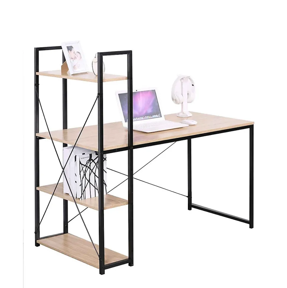 Bureau L120cm avec 4 étagères style industriel