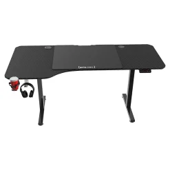 Bureau électrique à hauteur réglable Stryn assis debout plateau en forme de L 160 x 60 - 75 cm noir pro.tec