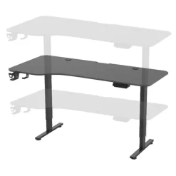 Bureau électrique à hauteur réglable Stryn assis debout plateau en forme de L 160 x 60 - 75 cm noir pro.tec