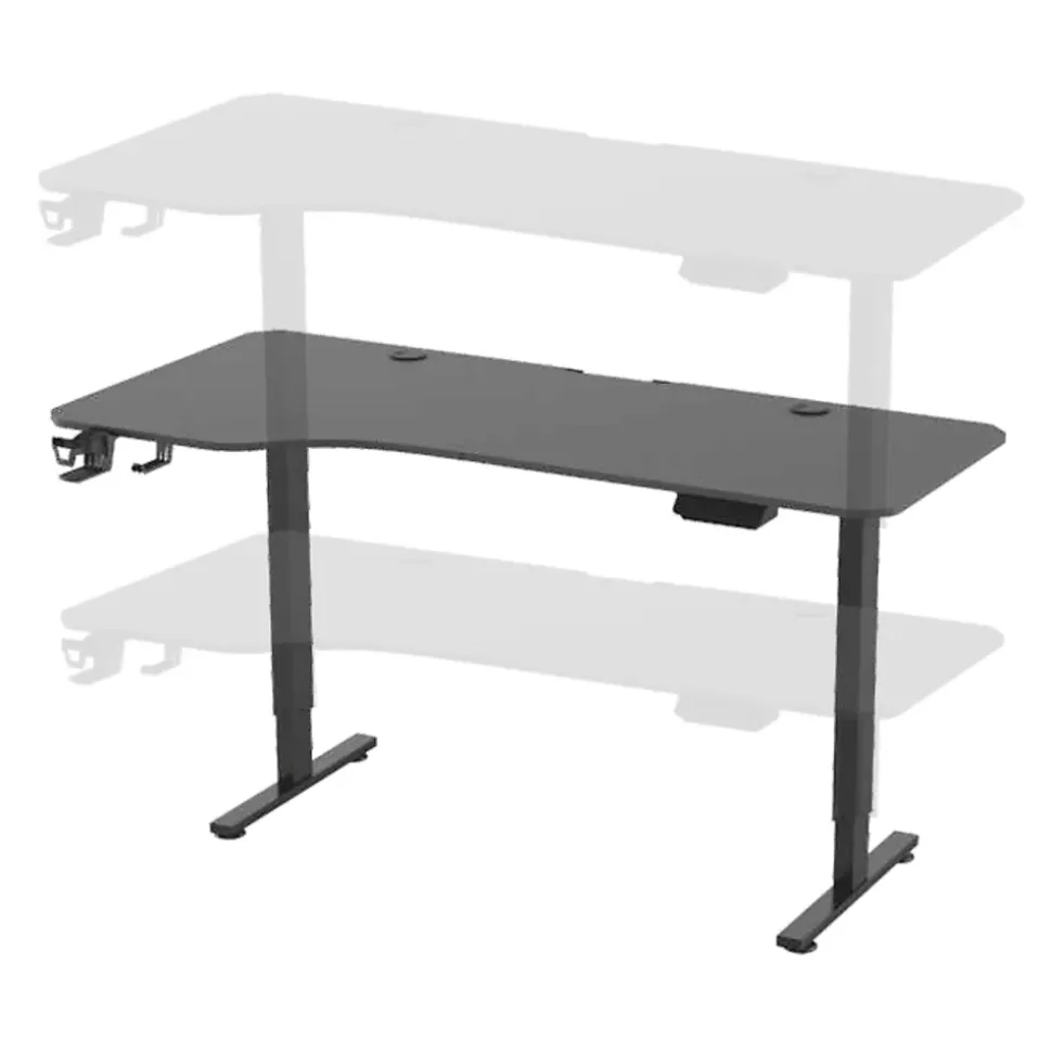 Bureau électrique à hauteur réglable Stryn assis debout plateau en forme de L 160 x 60 - 75 cm noir pro.tec