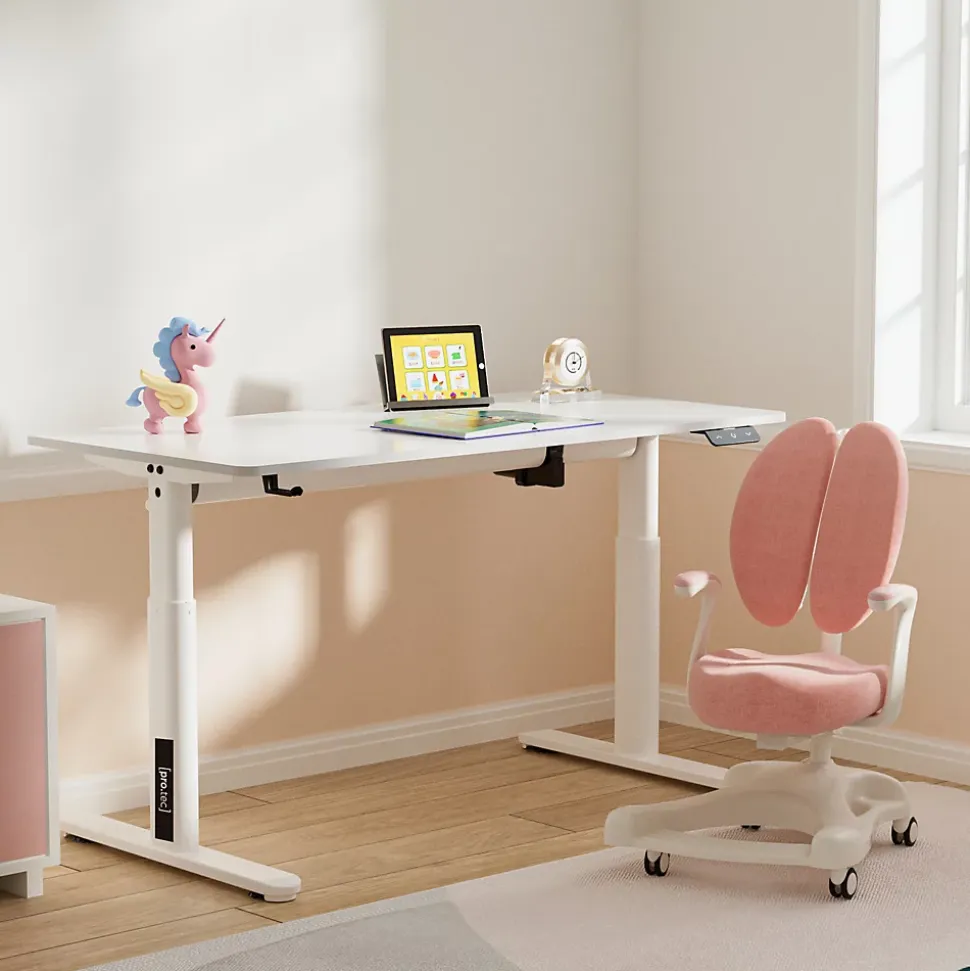 Bureau électrique à hauteur réglable pour enfants Ringe 120 x 60 cm blanc pro.tec
