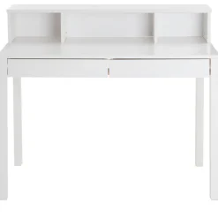 Bureau LENNOX, avec 2 tiroirs et 3 niches, en pin massif lasuré blanc