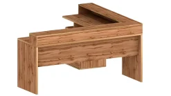 Bureau Leonilda, Bureau d'angle avec plateau, Bureau polyvalent, 180x90h160 cm, Chêne