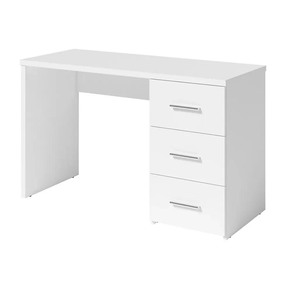 Bureau LUNIS blanc 3 grands tiroirs Design minimaliste et rangement généreux