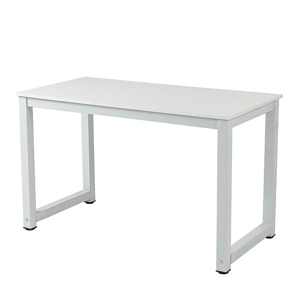 Bureau Moderne - Pieds Métal, Plateau Blanc