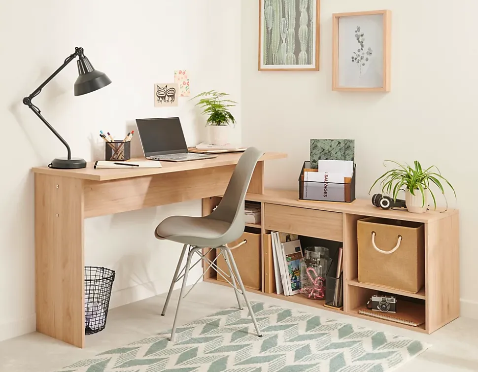Bureau modulable effet chêne clair 5 configurations, Works