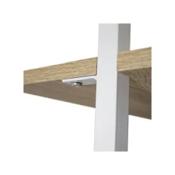 Bureau mural 2 étagères bois naturel et métal blanc 76 x 51 x 185 cm