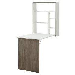 Bureau mural pliant Greve 72 x 77 x 59 cm blanc effet bois en.casa
