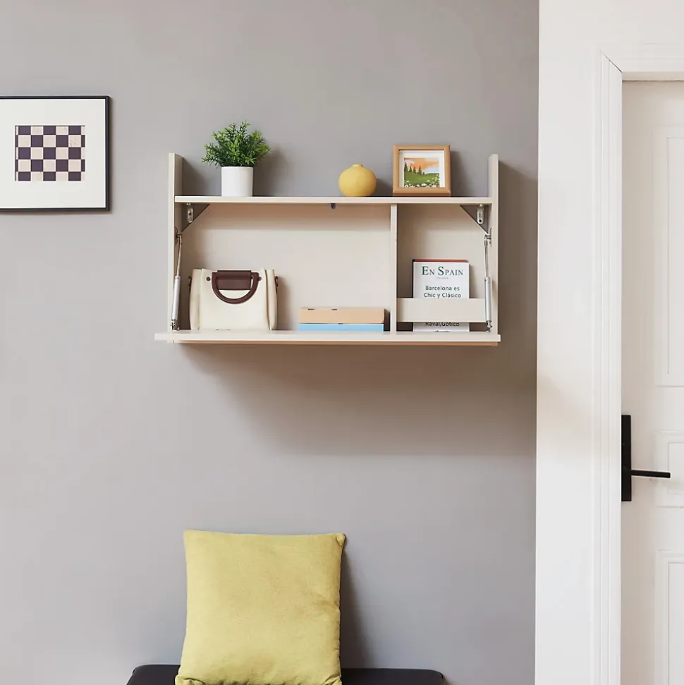 Bureau mural rabattable Rautalampi 48 x 83 x 48 cm beige en.casa