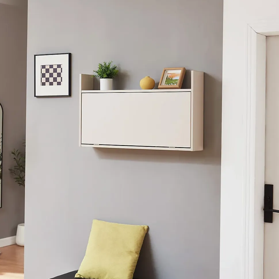 Bureau mural rabattable Rautalampi 48 x 83 x 48 cm beige en.casa