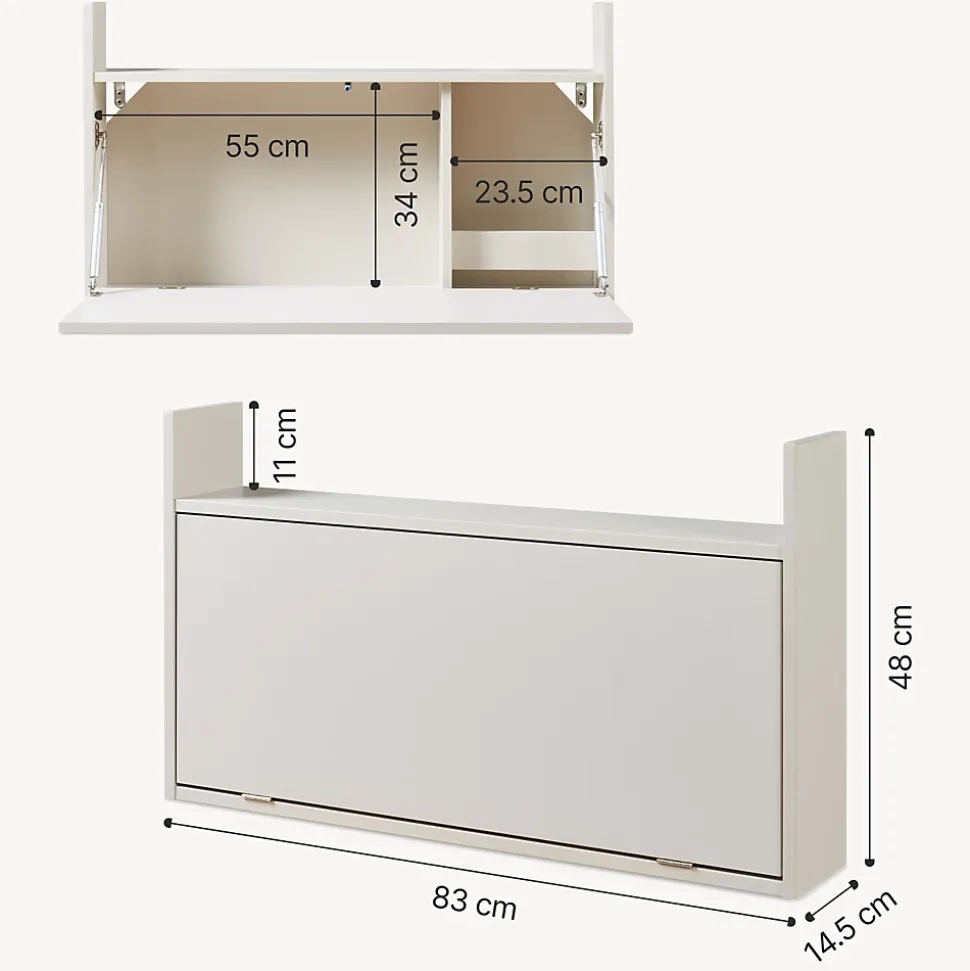 Bureau mural rabattable Rautalampi 48 x 83 x 48 cm beige en.casa
