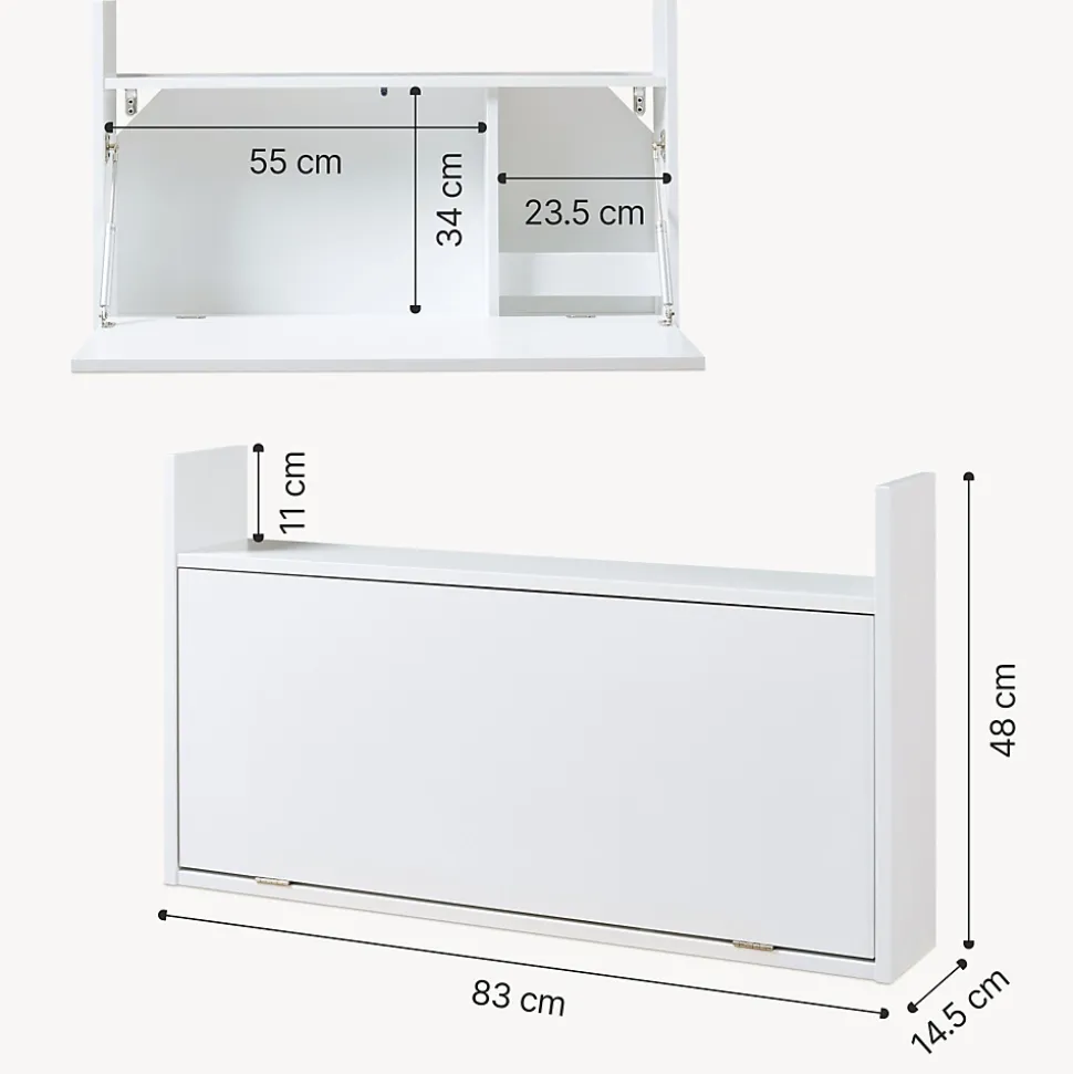 Bureau mural rabattable Rautalampi 48 x 83 x 48 cm blanc en.casa