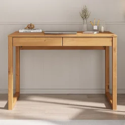Bureau NOAH 2 tiroirs, en pin massif - Coloris naturel