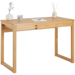 Bureau NOAH 2 tiroirs, en pin massif - Coloris naturel