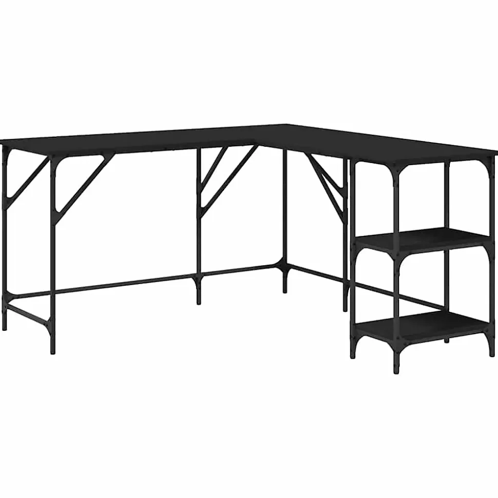 Bureau noir 139x139x75 cm bois d'ingénierie vidaXL