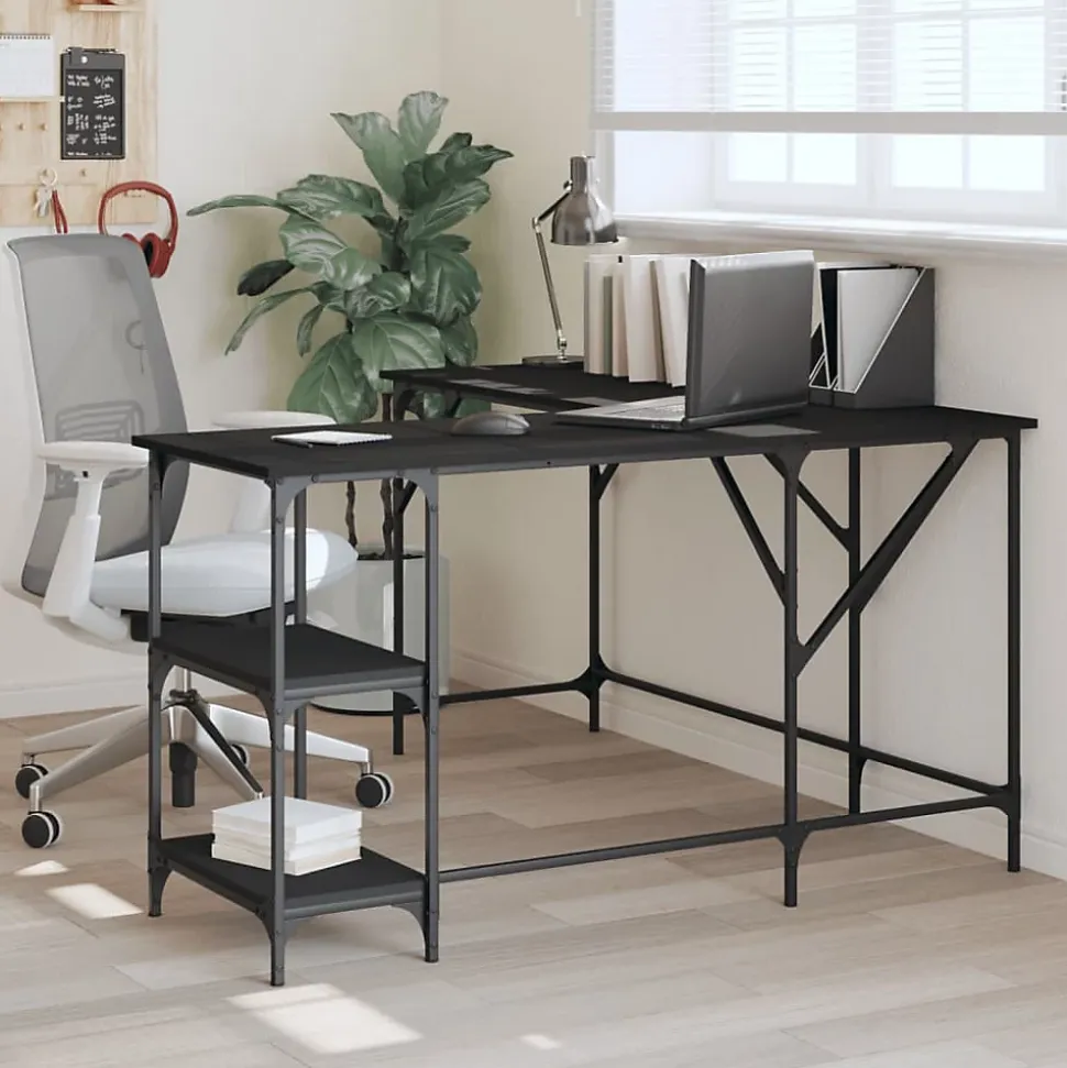 Bureau noir 139x139x75 cm bois d'ingénierie vidaXL
