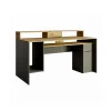 Bureau ordinateur 160cm collection ROXI coloris chene et gris avec rangements