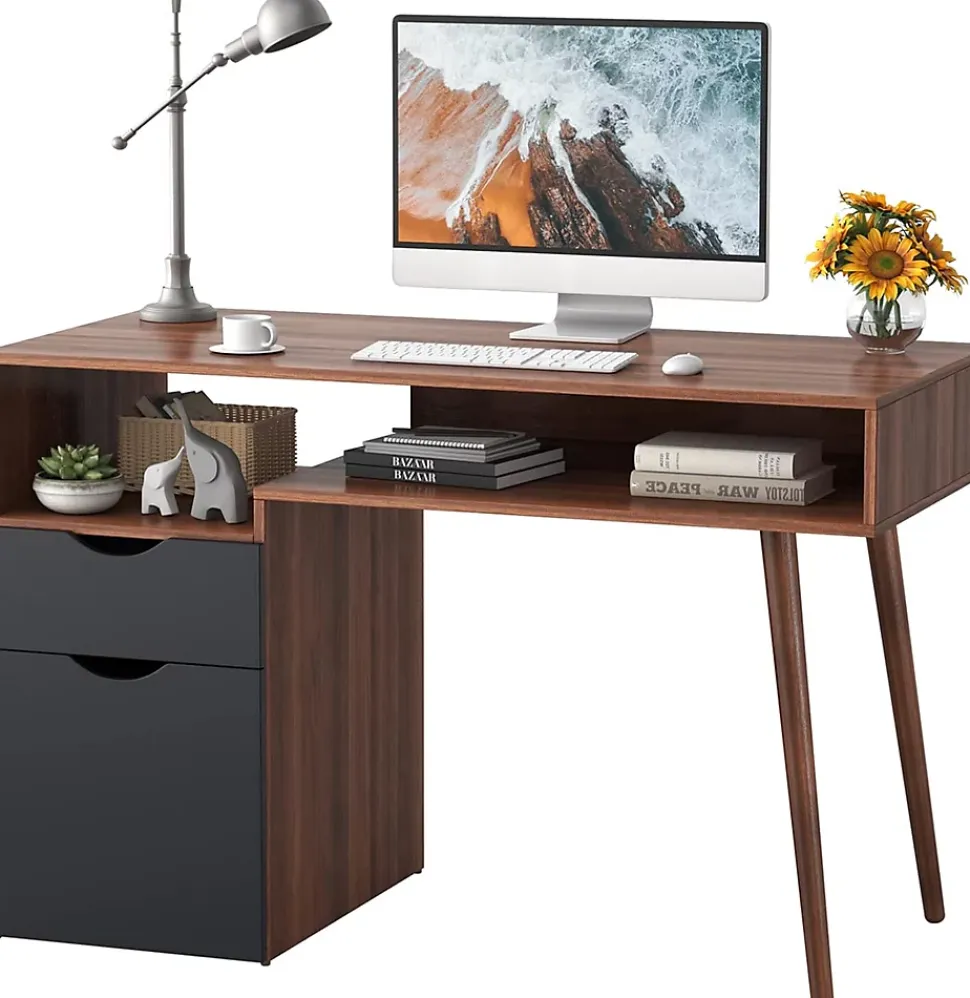 Bureau ordinateur pour Bureau à Domicile Bureau ordinateur Polyvalent avec tiroirs et Placard Aspect Attrayant