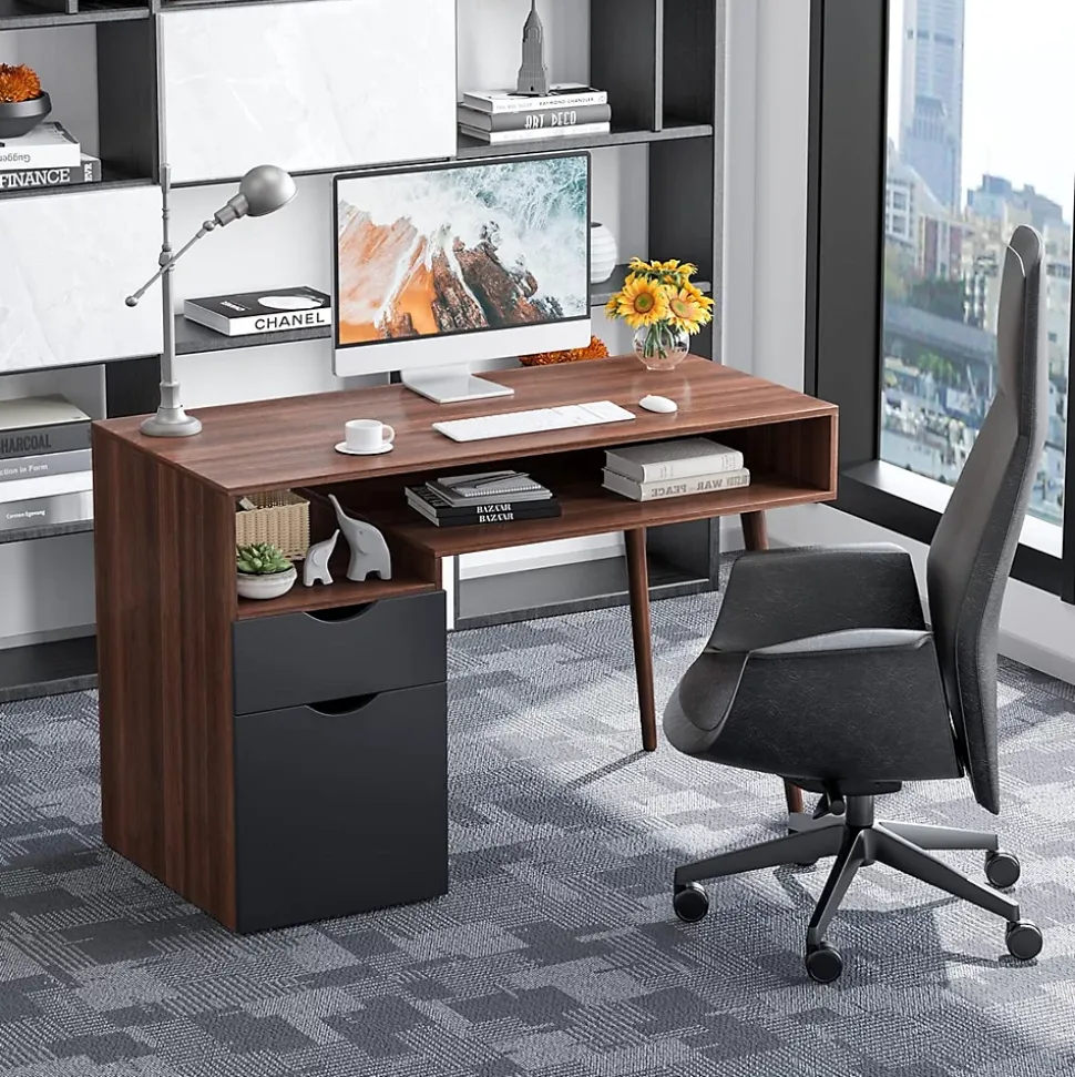 Bureau ordinateur pour Bureau à Domicile Bureau ordinateur Polyvalent avec tiroirs et Placard Aspect Attrayant