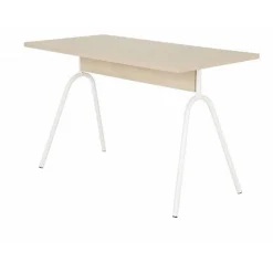 Bureau Pieds Métal Arc Chêne et Blanc L 120 H 75 P 60 cm - L 120 x l 60 x H 75 cm
