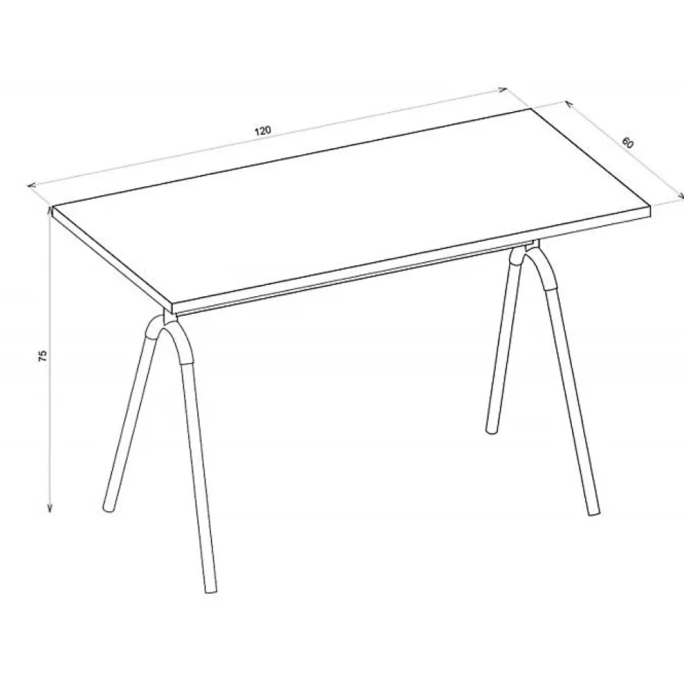 Bureau Pieds Métal Arc Chêne et Blanc L 120 H 75 P 60 cm - L 120 x l 60 x H 75 cm