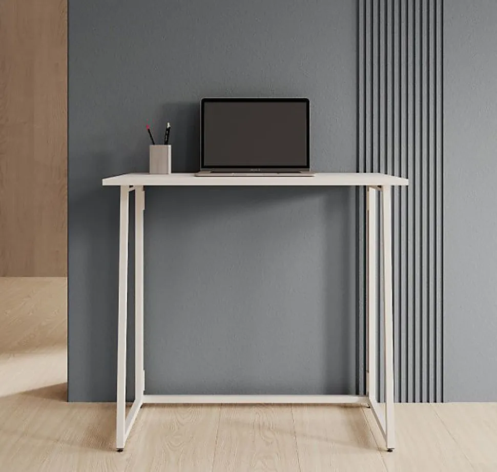 Bureau pliant Gala - Blanc mat, métal laqué - 80,5x42x75,5 cm