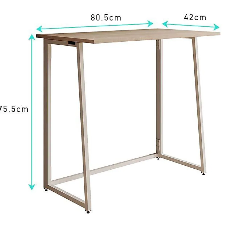 Bureau pliant Gala - Blanc mat, métal laqué - 80,5x42x75,5 cm