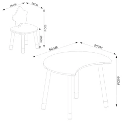 Bureau pour enfant avec chaise Lallega blanc jaune naturel en.casa
