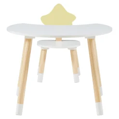 Bureau pour enfant avec chaise Lallega blanc jaune naturel en.casa