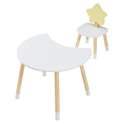 Bureau pour enfant avec chaise Lallega blanc jaune naturel en.casa