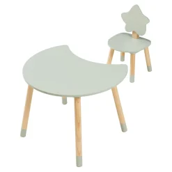 Bureau pour enfant avec chaise Lallega vert menthe naturel en.casa