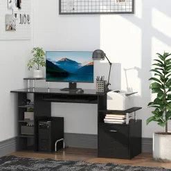 Bureau pour ordinateur table meuble pc informatique en MDF noir