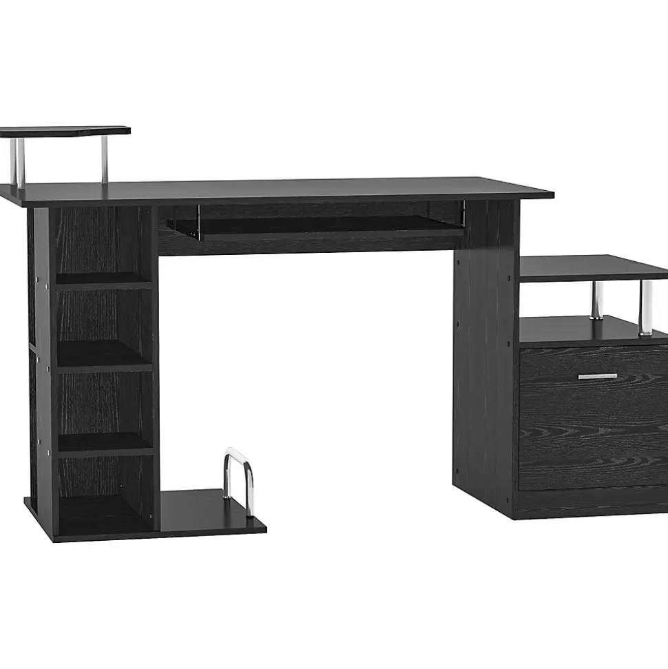 Bureau pour ordinateur table meuble pc informatique en MDF noir