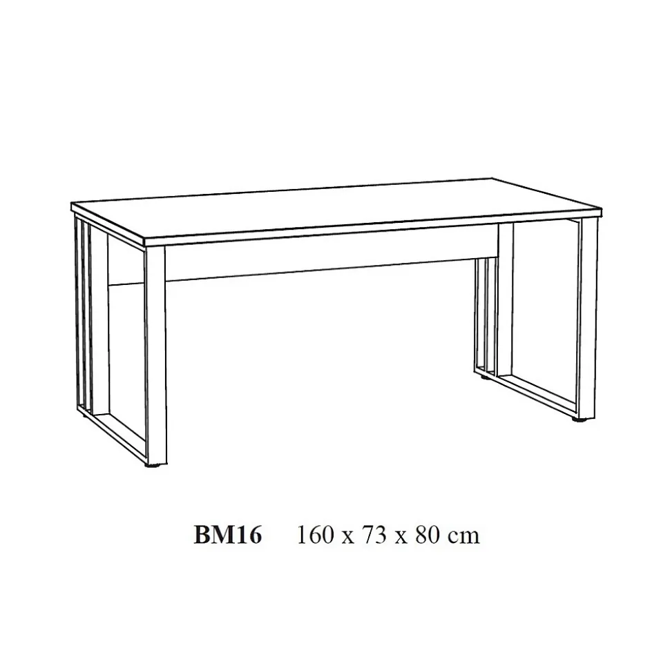 Bureau professionnel 160cm coloris chene brut et noir collection YUKON