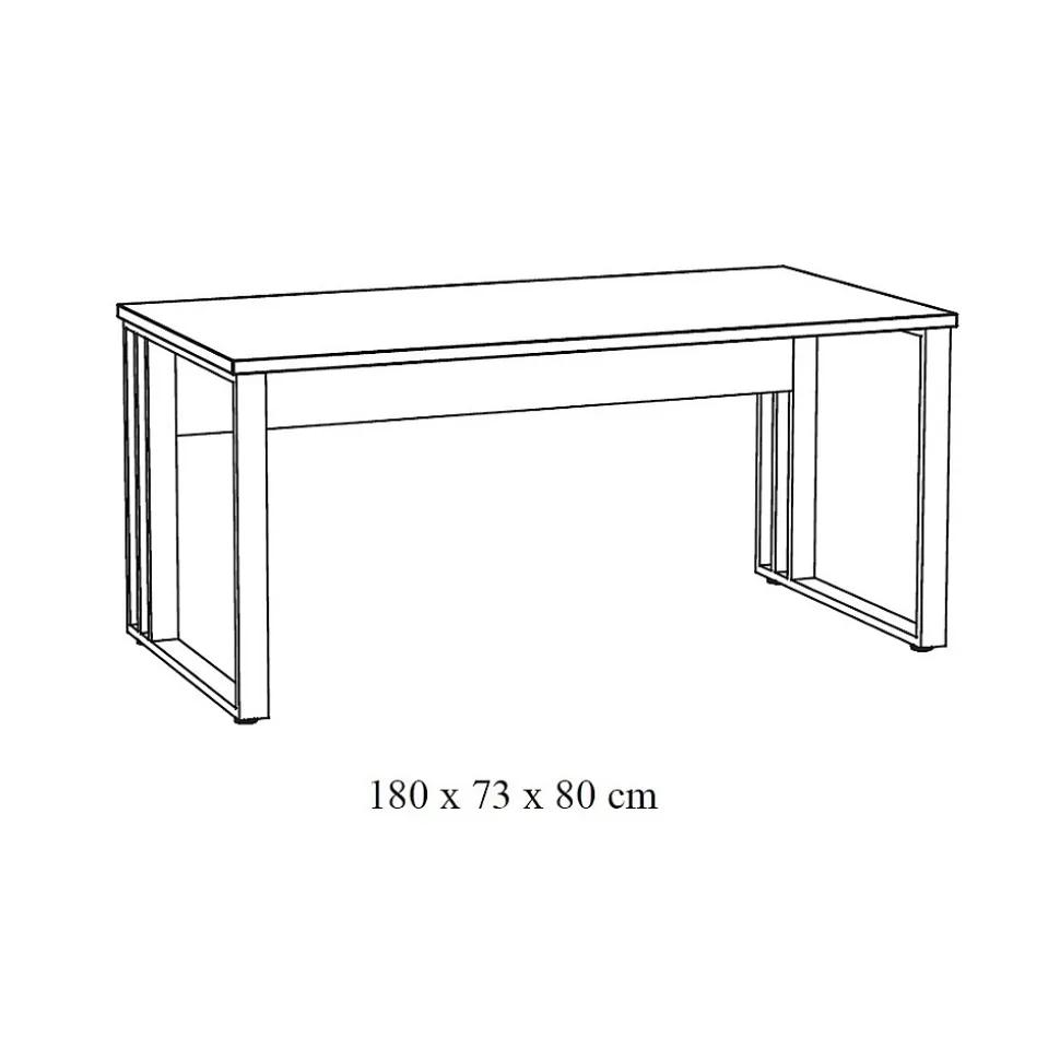 Bureau professionnel YUKON 180 cm chene brut et pieds noirs Design moderne et robuste