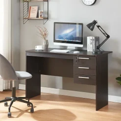 Bureau Ragunda 120 x 59 x 75 cm effet bois foncé en.casa