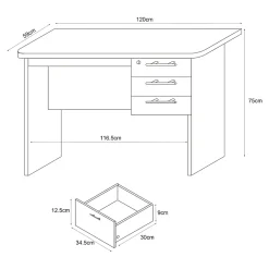 Bureau Ragunda 120 x 59 x 75 cm effet bois foncé en.casa