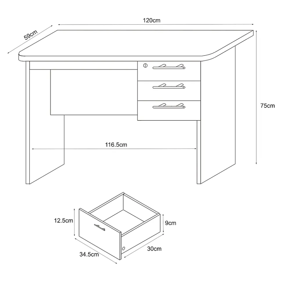 Bureau Ragunda 120 x 59 x 75 cm effet bois foncé en.casa