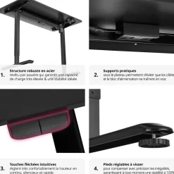Bureau réglable en hauteur électrique avec système anti-collision