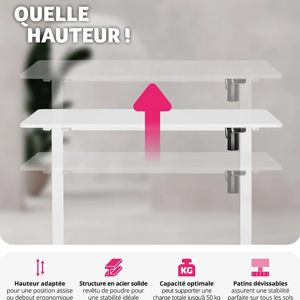 Bureau réglable en hauteur électrique avec système anti-collision