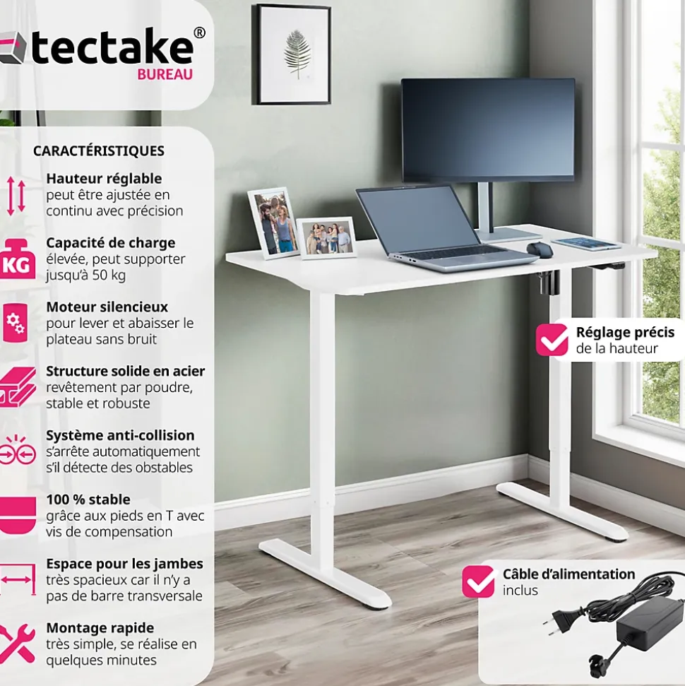 Bureau réglable en hauteur électrique avec système anti-collision