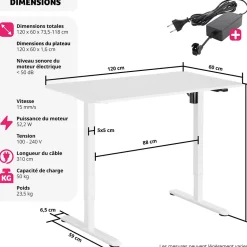 Bureau réglable en hauteur électrique avec système anti-collision