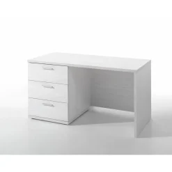 Bureau robuste pour enfant avec 3 tiroirs collection OLVENA coloris blanc effet bois.