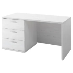 Bureau robuste pour enfant avec 3 tiroirs collection OLVENA coloris blanc effet bois.