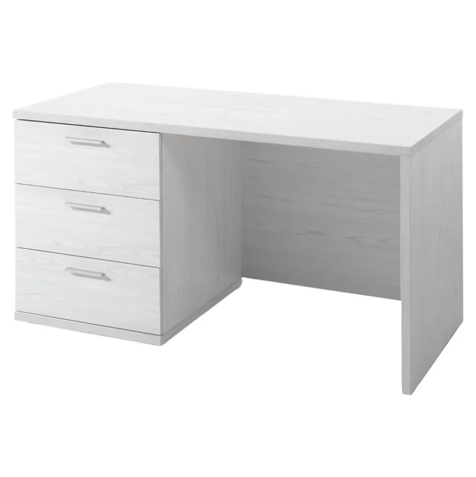 Bureau robuste pour enfant avec 3 tiroirs collection OLVENA coloris blanc effet bois.