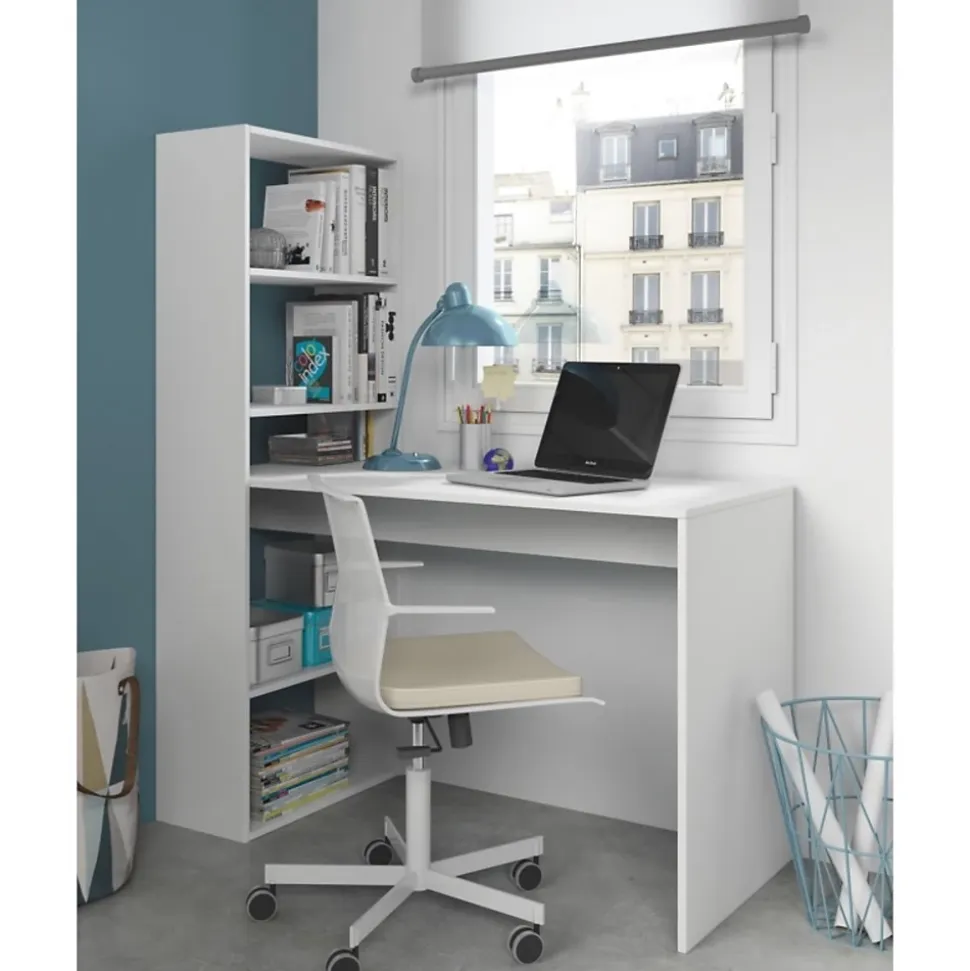 Bureau réversible avec étagère de rangement - L120 cm